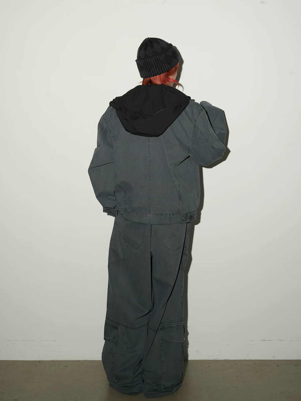 Fake Layered Hooded Jacket & Multi Pocket Cargo Pants Setup