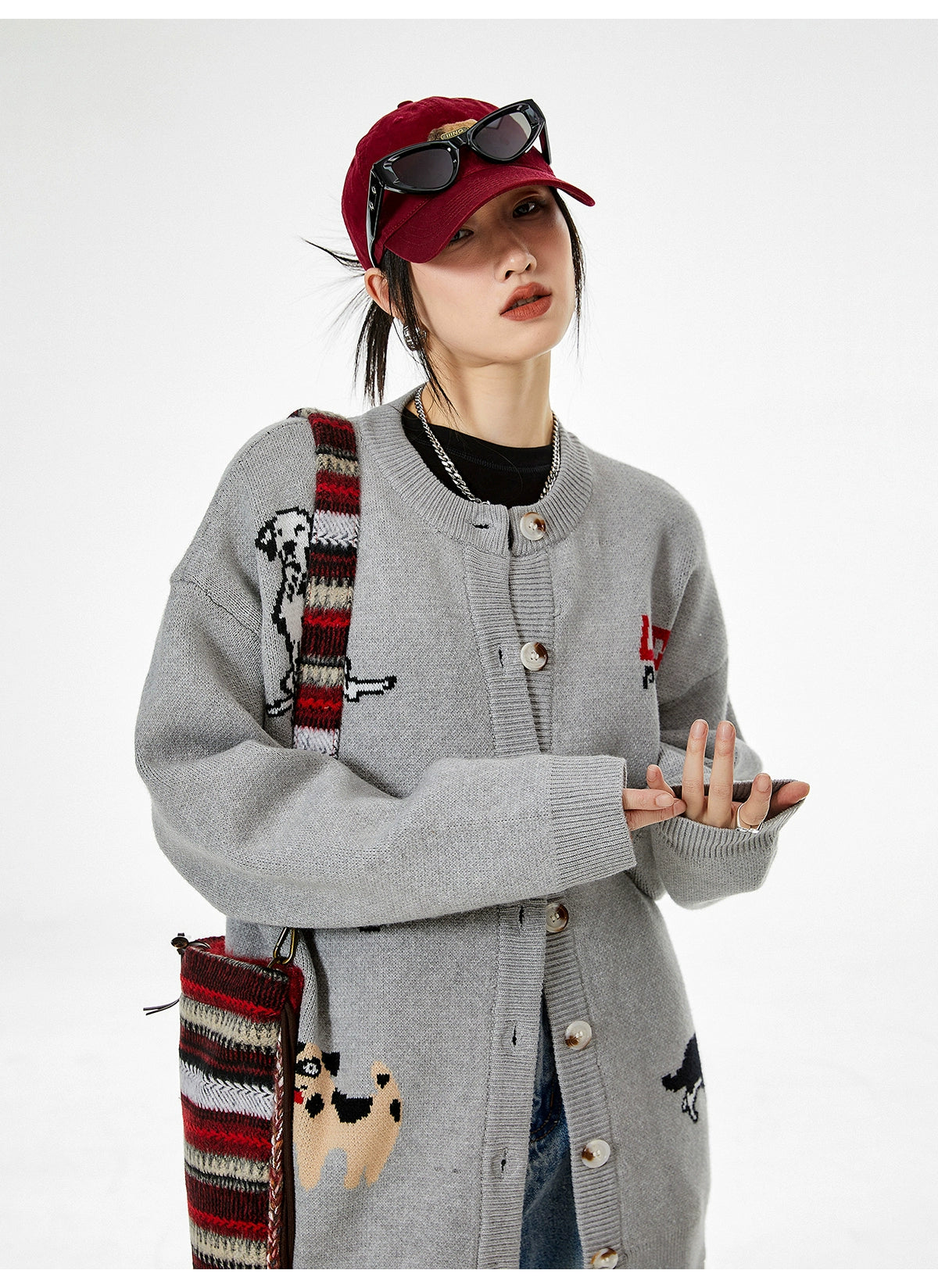 Holiday Printed Oversized Cardigan
