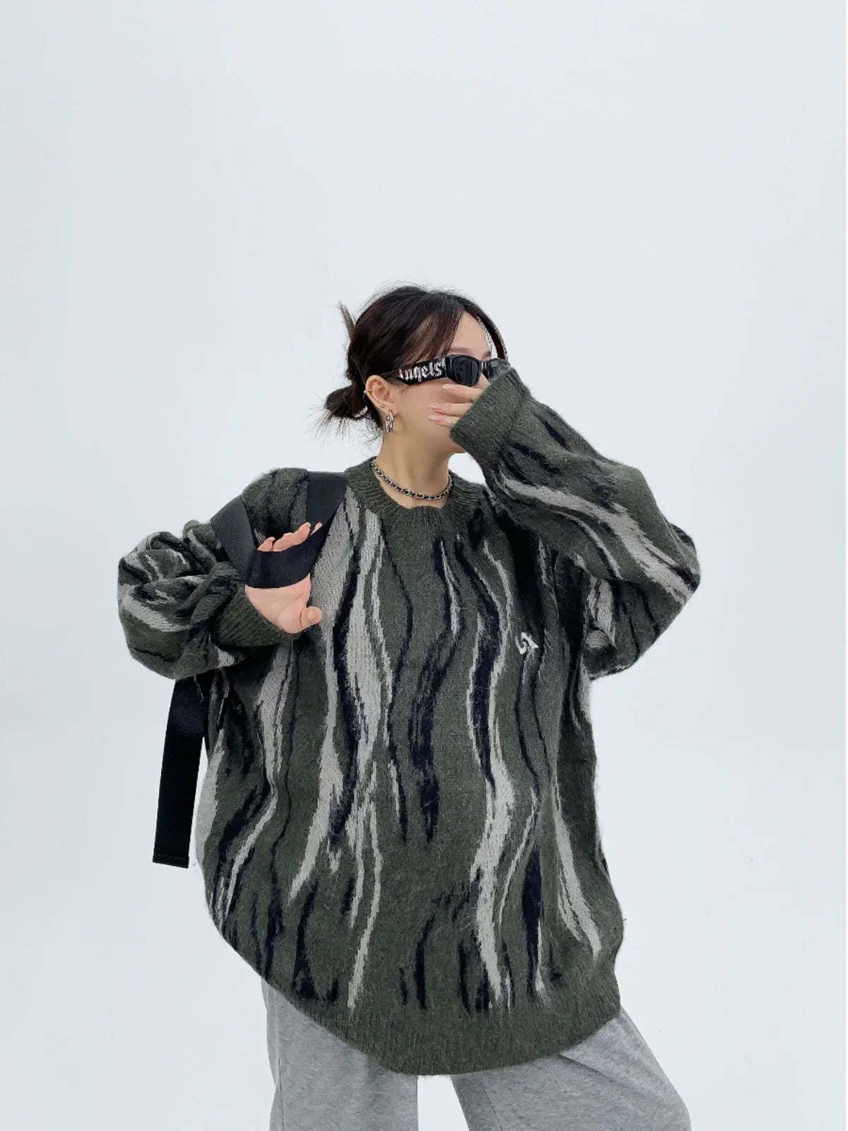 Pull oversize en maille à rayures Mrble