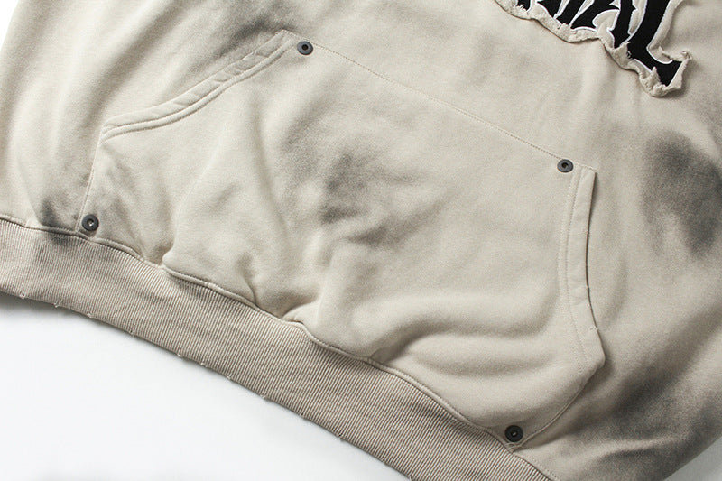 Heavyweight Washed Patch Embroidery Pullover Hoodie