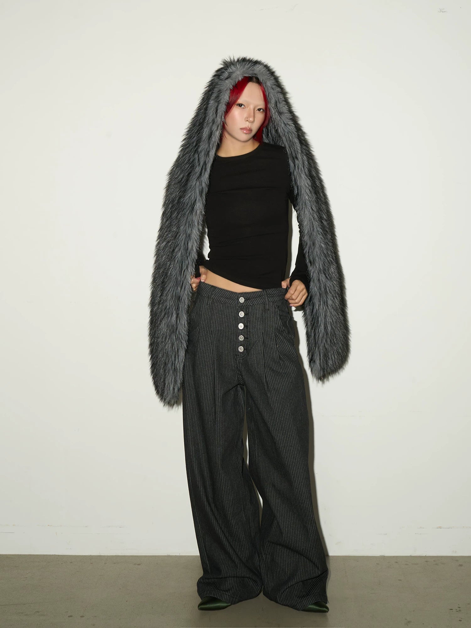 Fake Fur Pocket Design Scarf