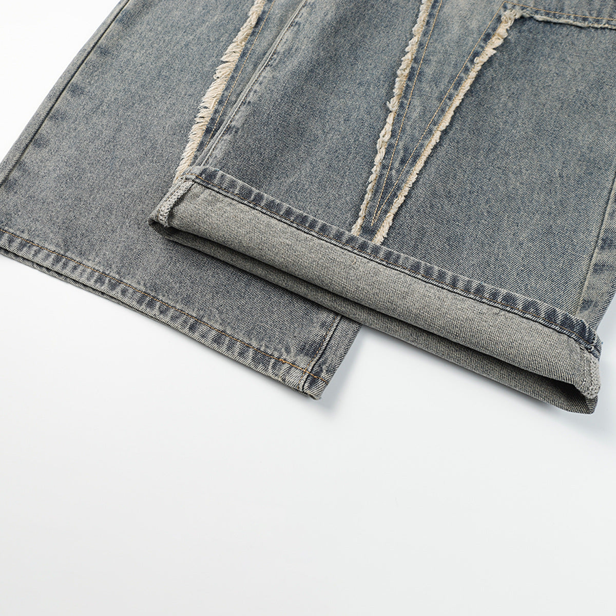 Panel Design Wide Leg Denim Jeans