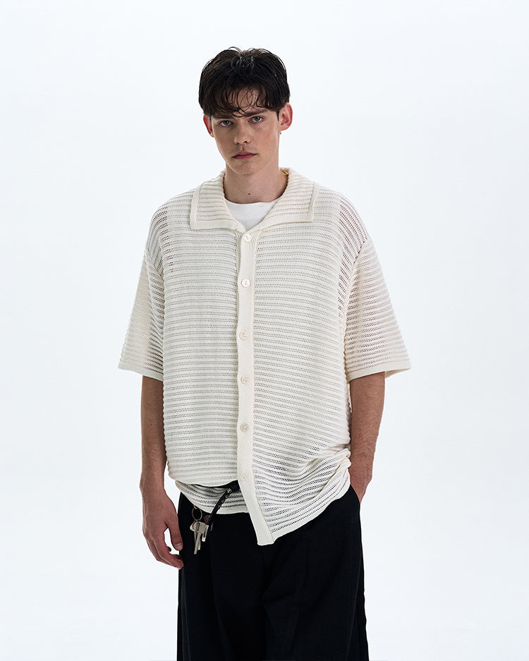 Camisa de manga corta de punto calado