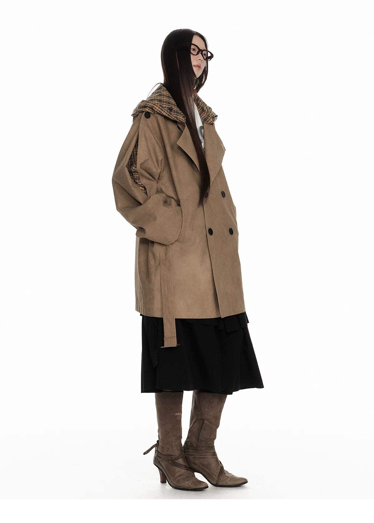 Textured Hooded Lining Jacket