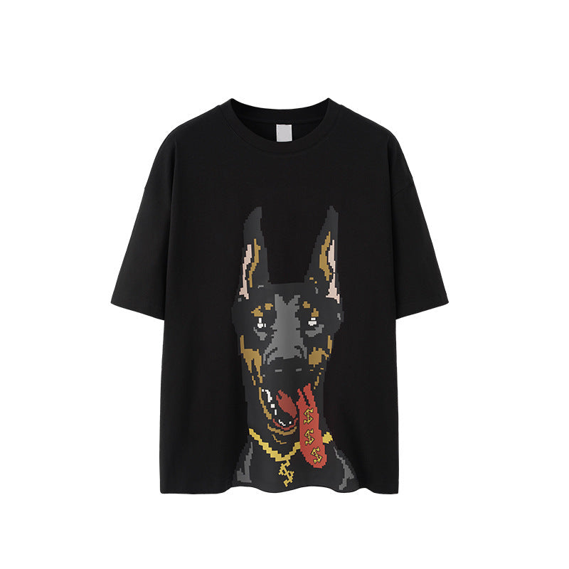 Camiseta con estampado de dóberman luminoso