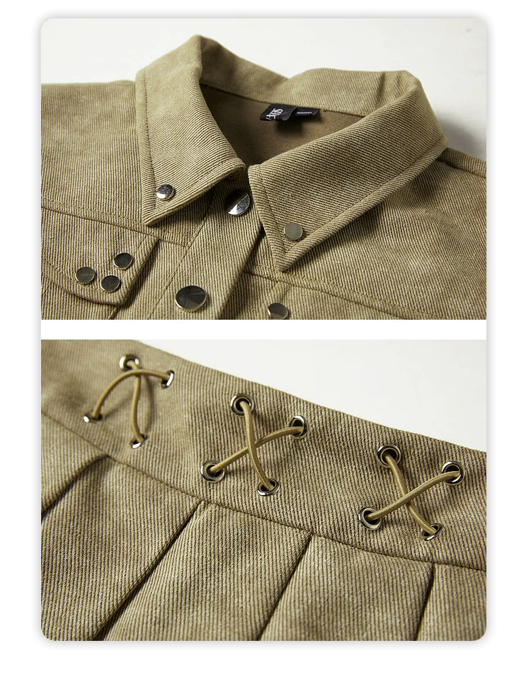 Pleats Short Skirt & Short Jacket Setup