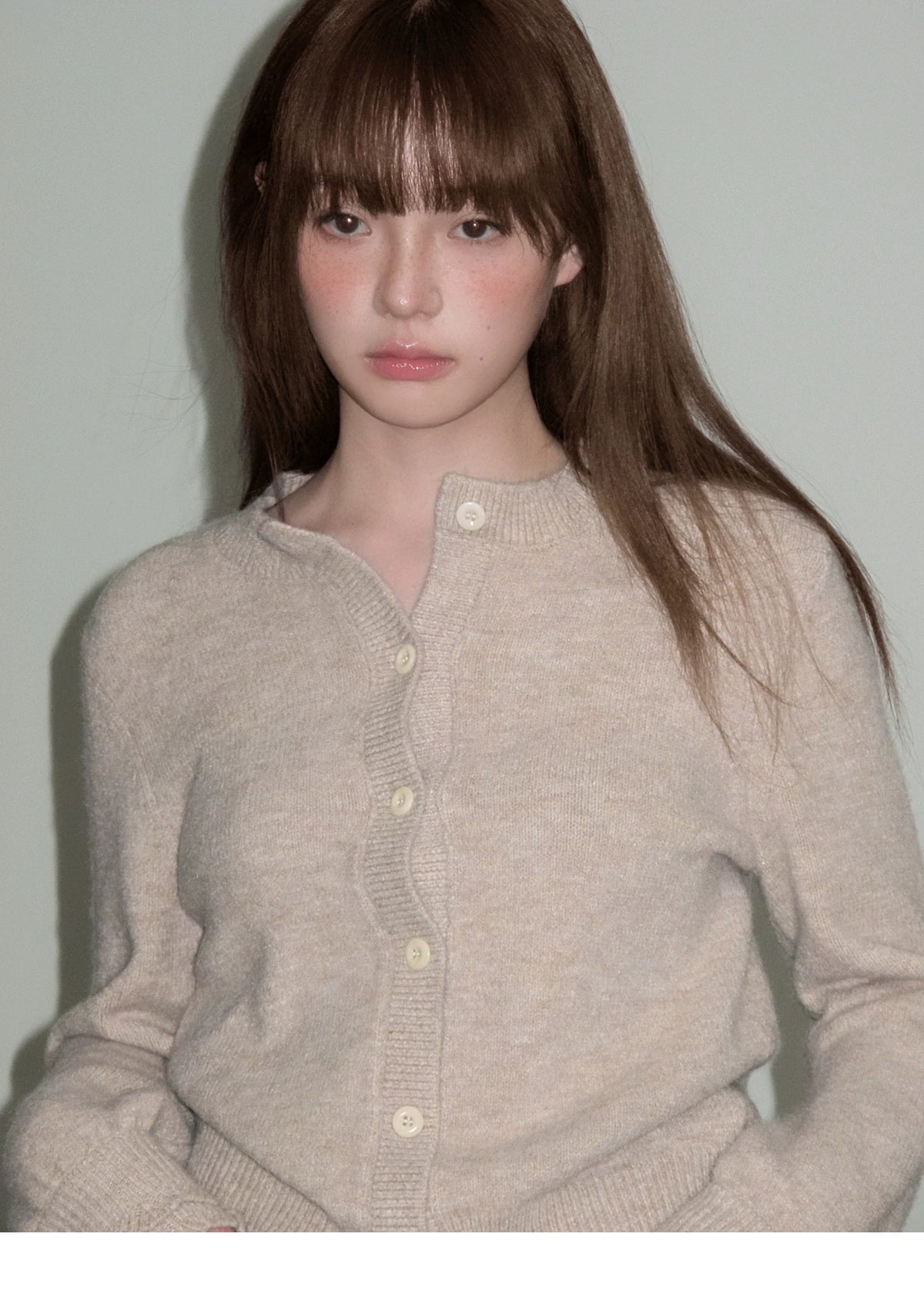 Ruffled Collar And Bow Detail Knit Cardigan