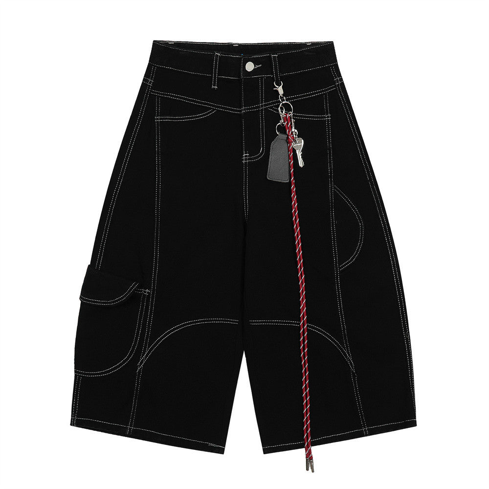 Jean cargo en denim avec pendentif intégré