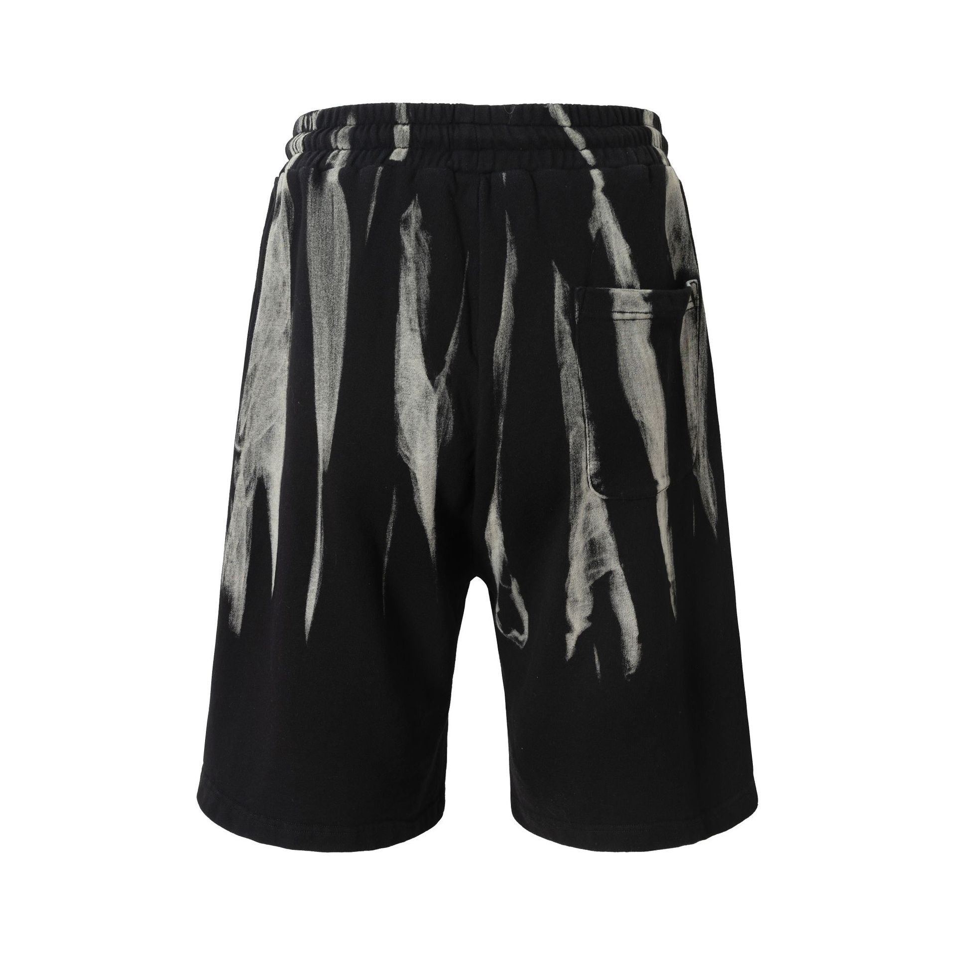 Drawstring Wash Tie-Dye Damage Half Sweatpants