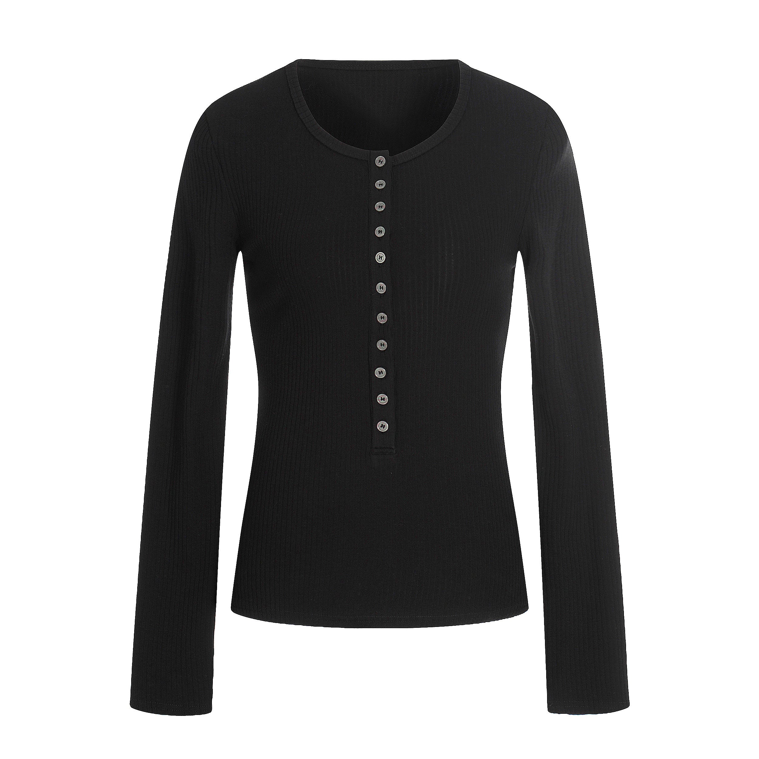 Fitted Knit Long Sleeve T-Shirt