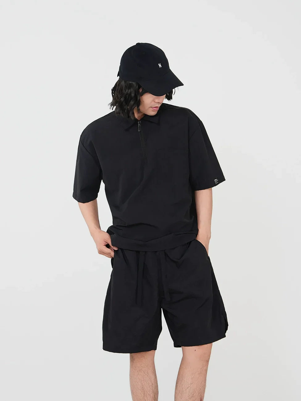 Quick-Dry Half-Zip Short Sleeve T-Shirt & UPF Sun Protection Short Set