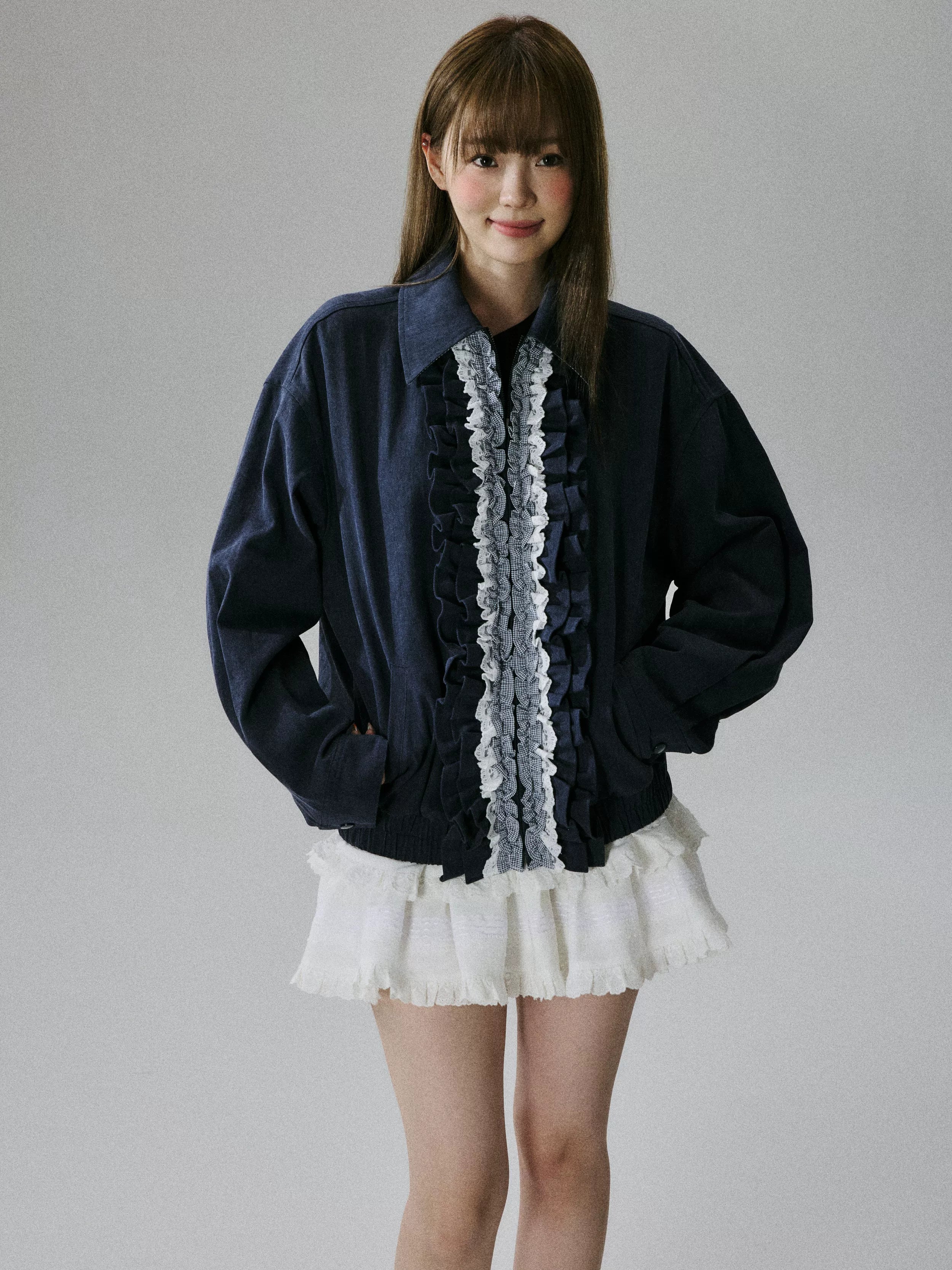 Ruffled Lace Detail Jacket