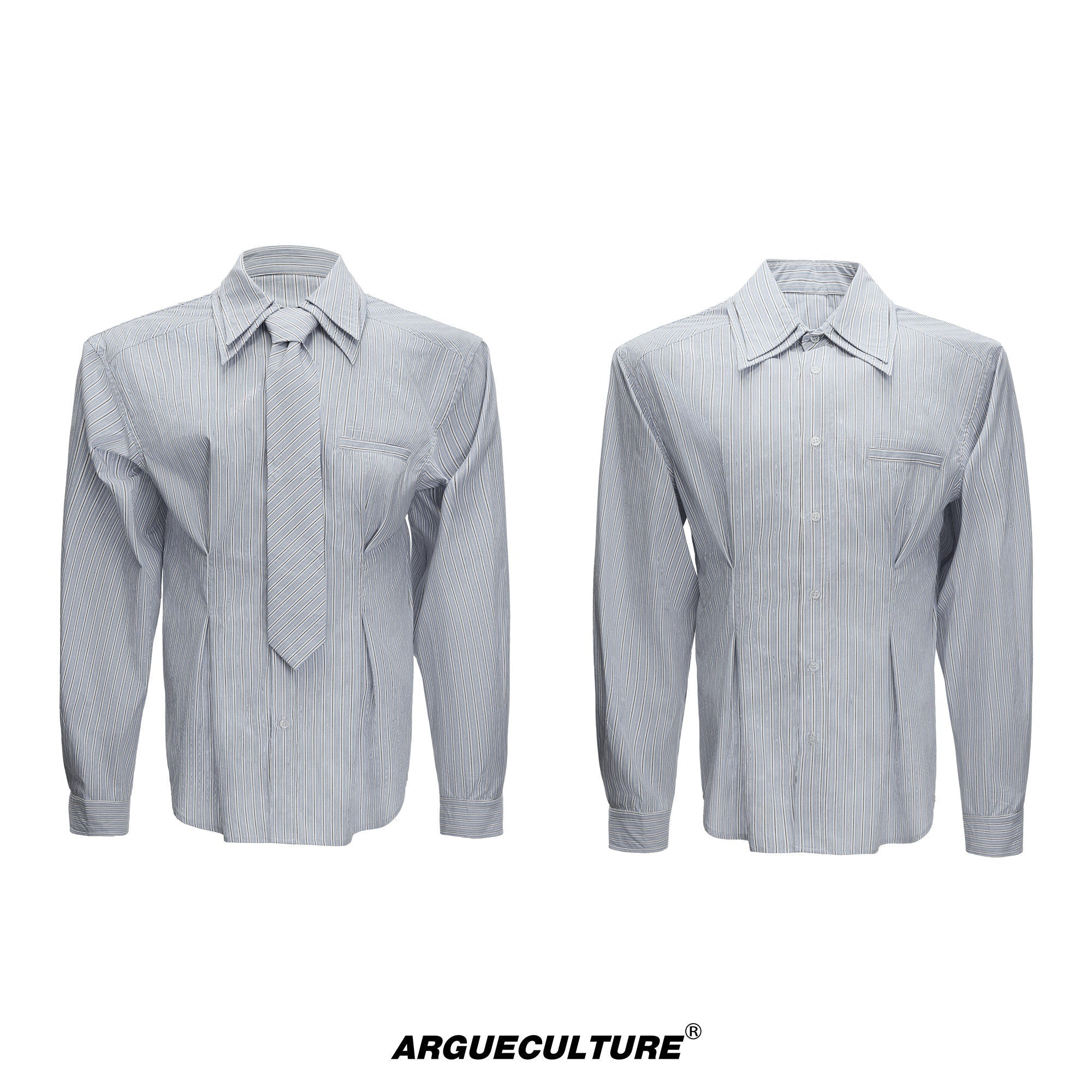 Camicia oversize con spalline a righe e design a doppia cravatta