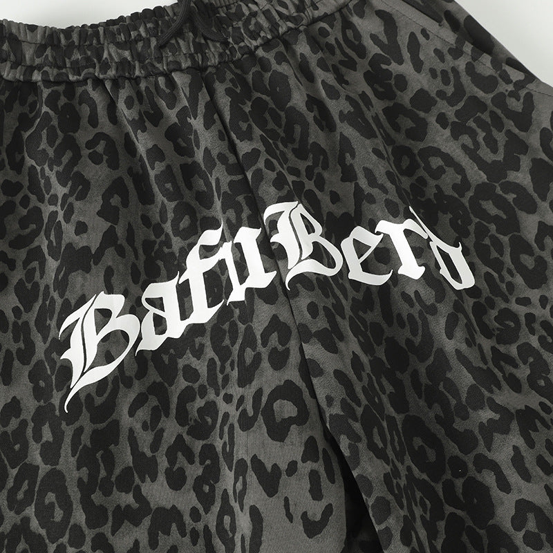 Leopard Print Sporty Drapey Wide Leg Pants