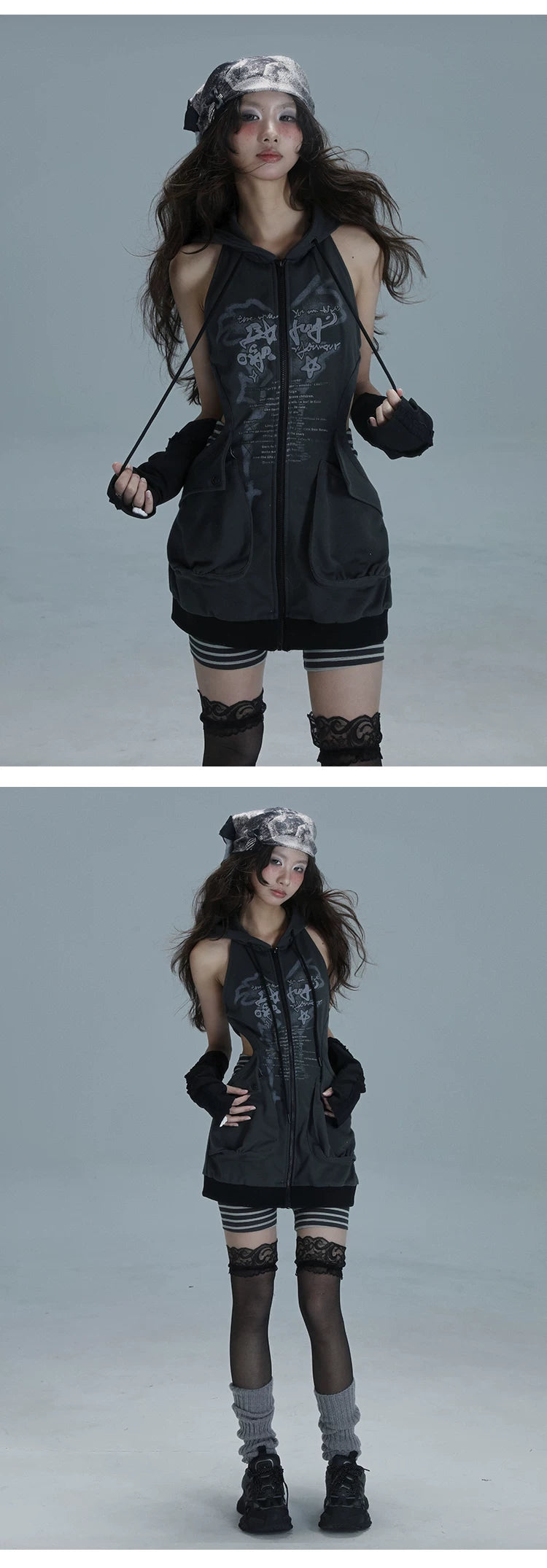 Cutout Long Pullover Hoodie
