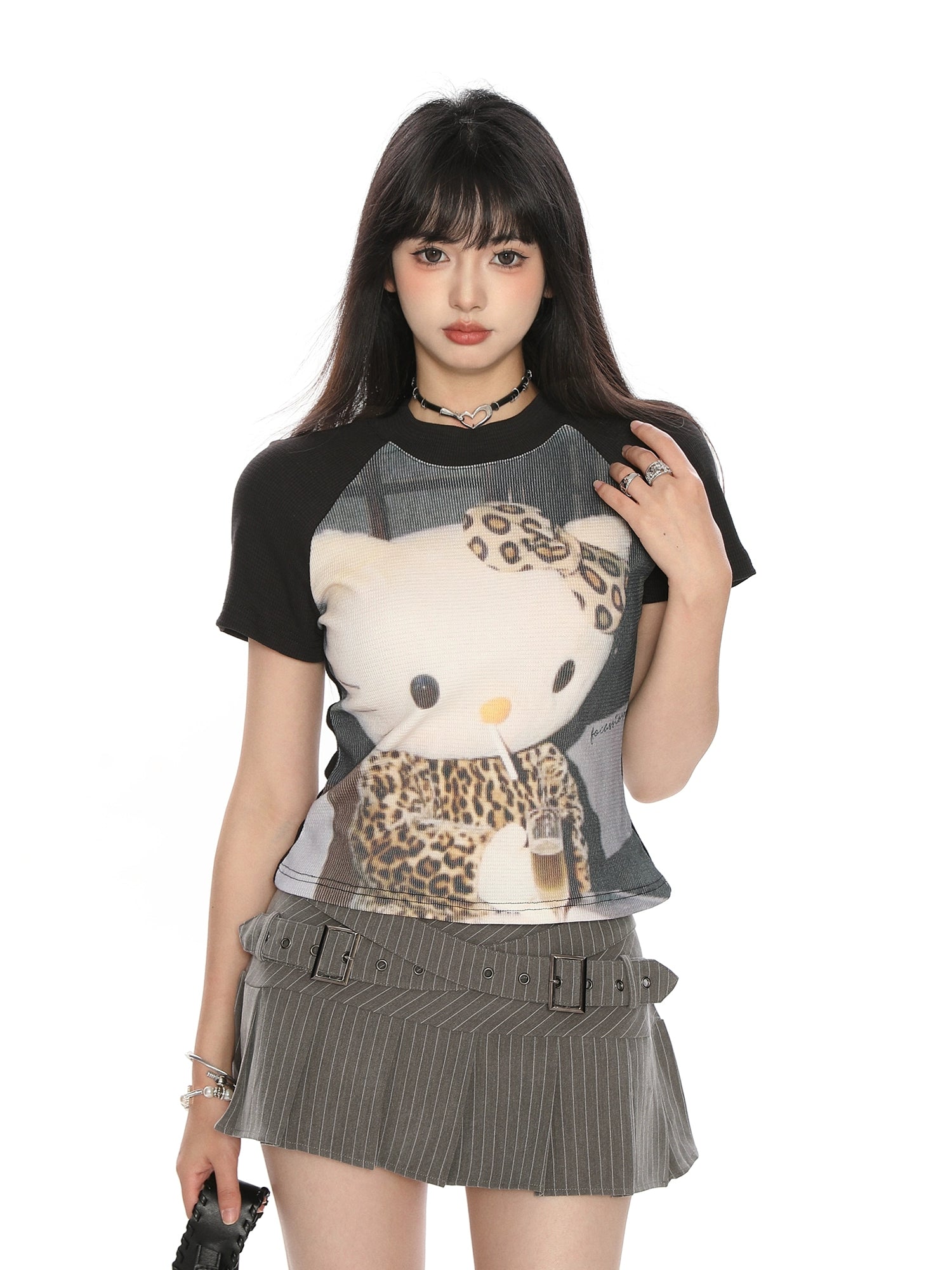 Leopard Print Kitty Cat Print Crop Top