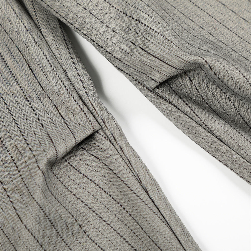DAXUEN Light grey wide-leg trousers with pinstripes