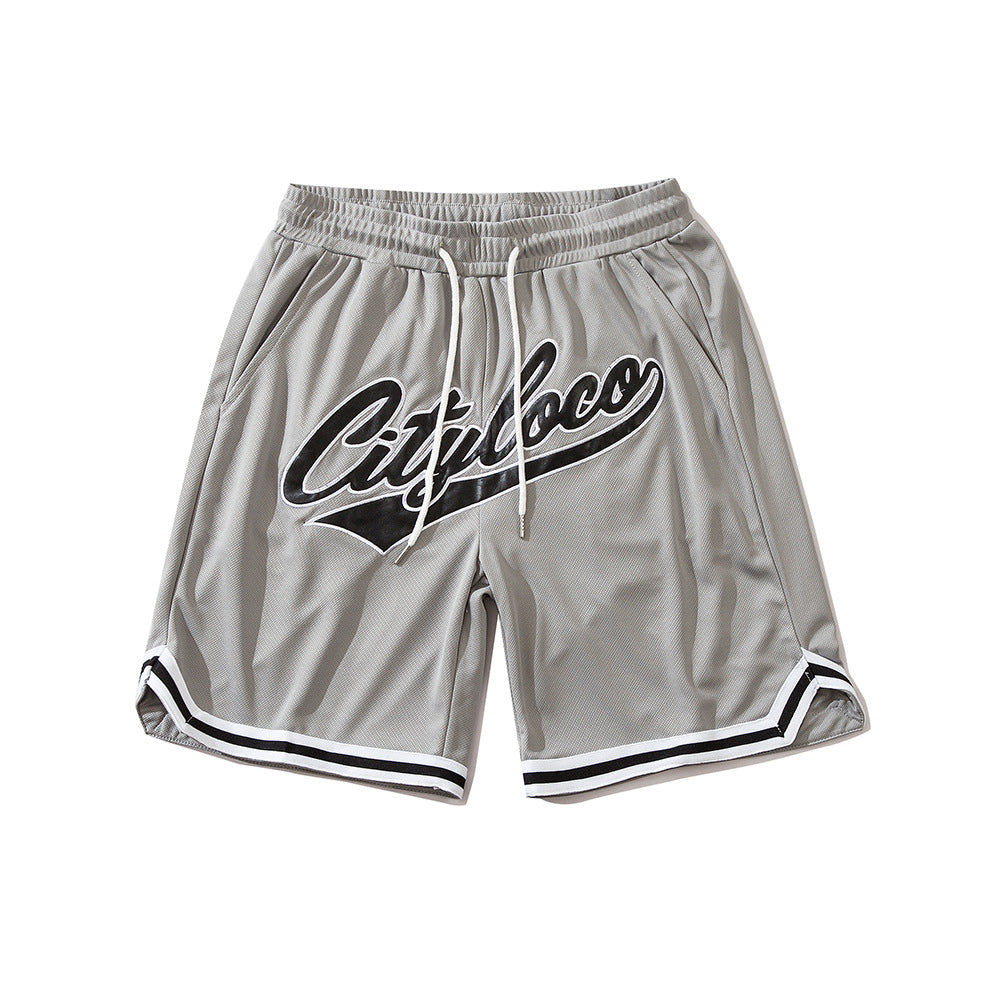 Letter Embroidered Basketball Shorts