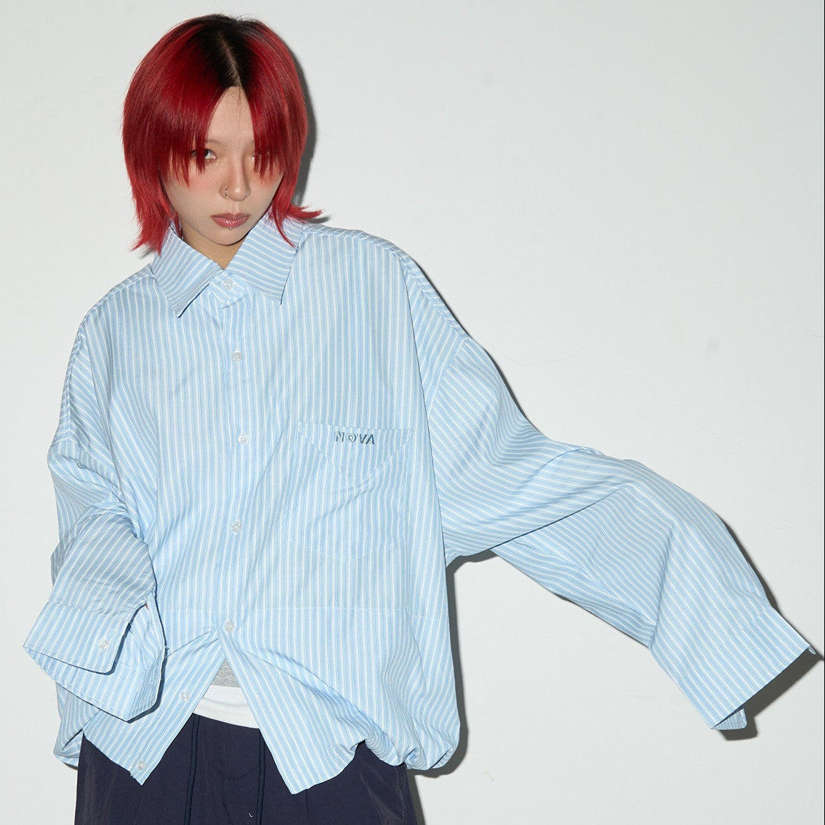 Stripe Oversize Long Sleeve Shirt