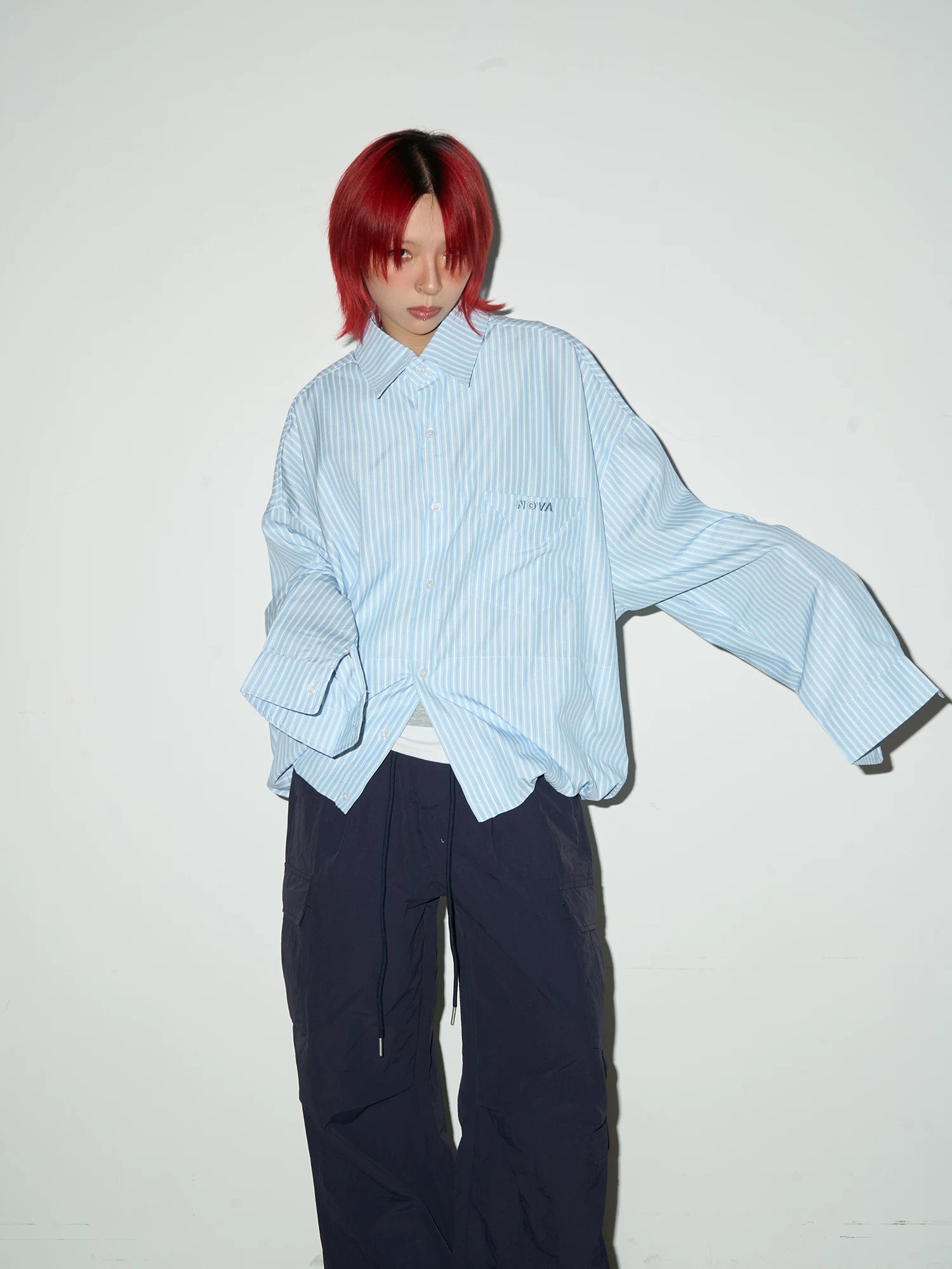 Stripe Oversize Long Sleeve Shirt