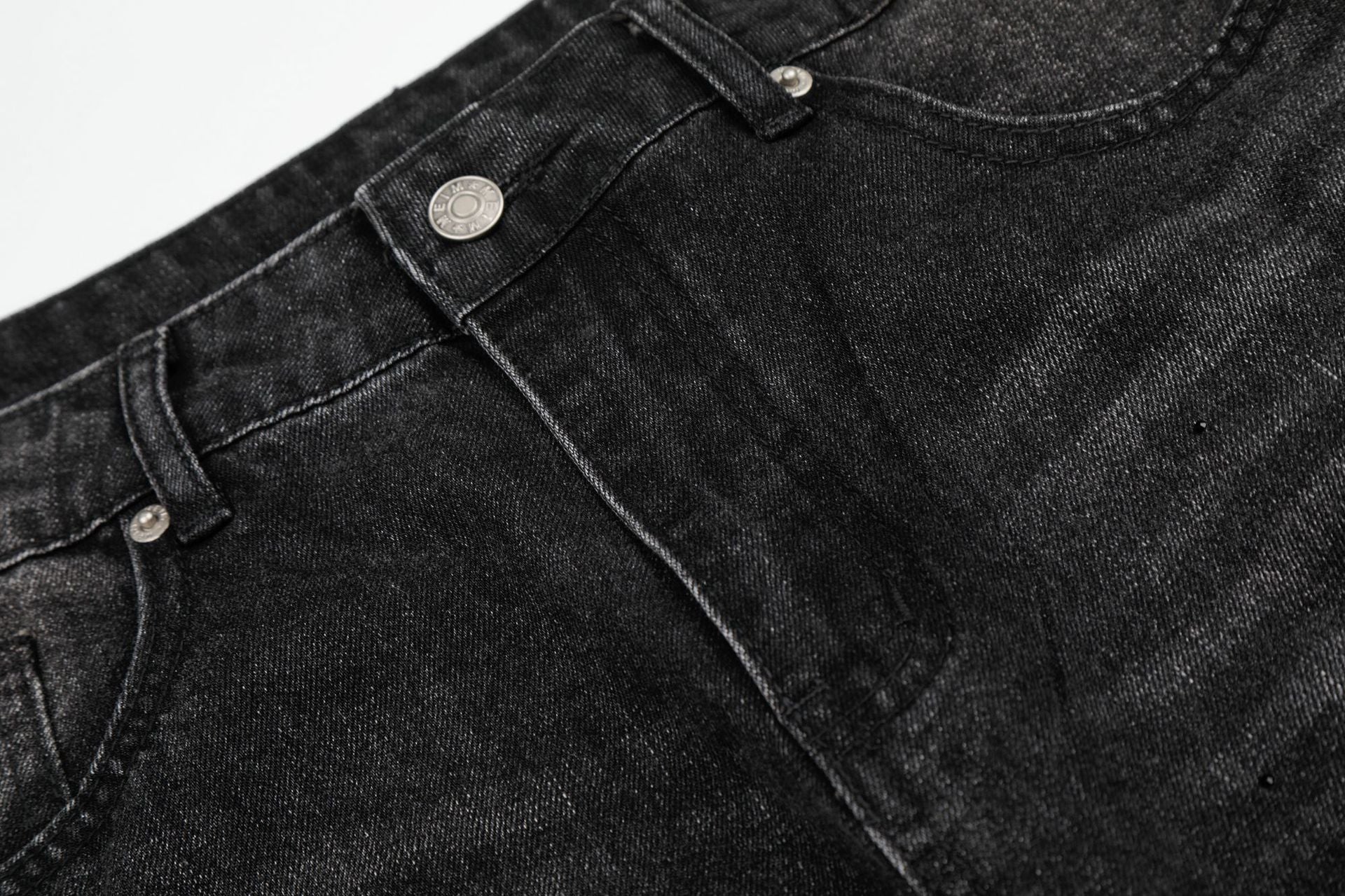 Washed Rhinestone Barrel Denim Jeans