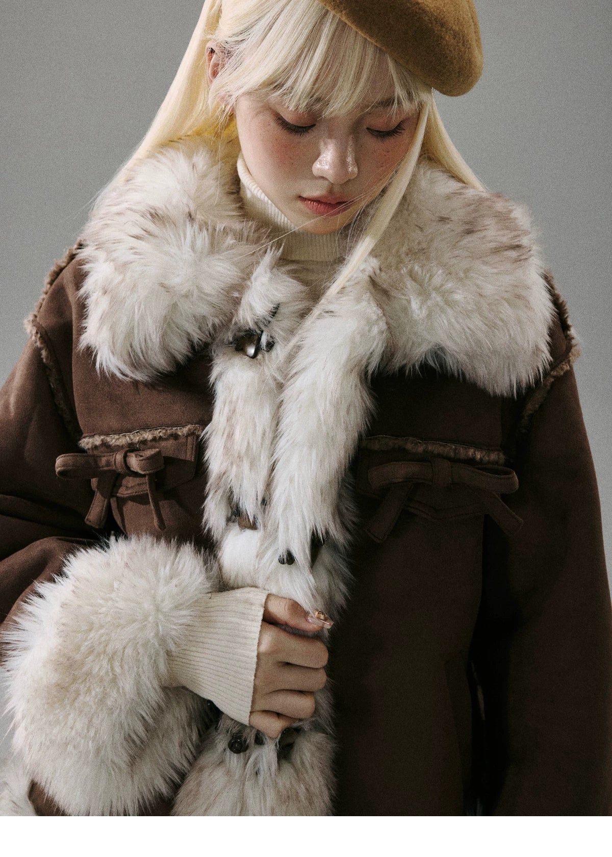 Bow Fur Thick Jacket