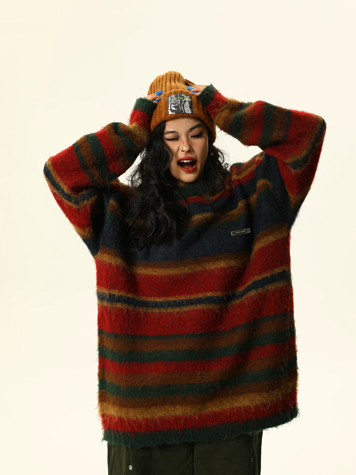 Retro Contrasting Knit Sweater