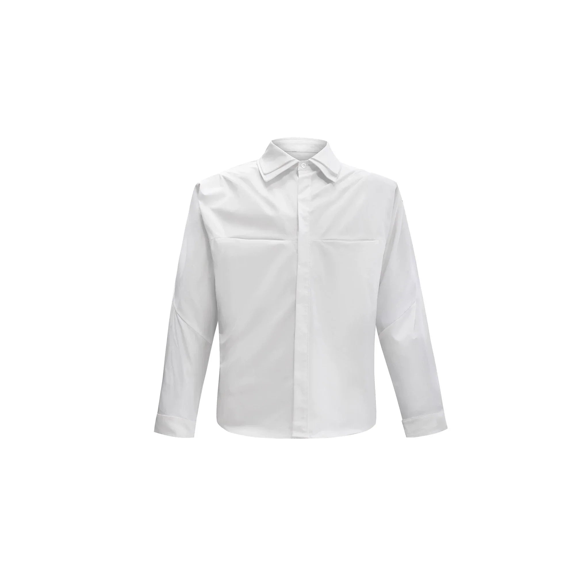 Double Layered Collar Shoulder Pads Plan Shirt