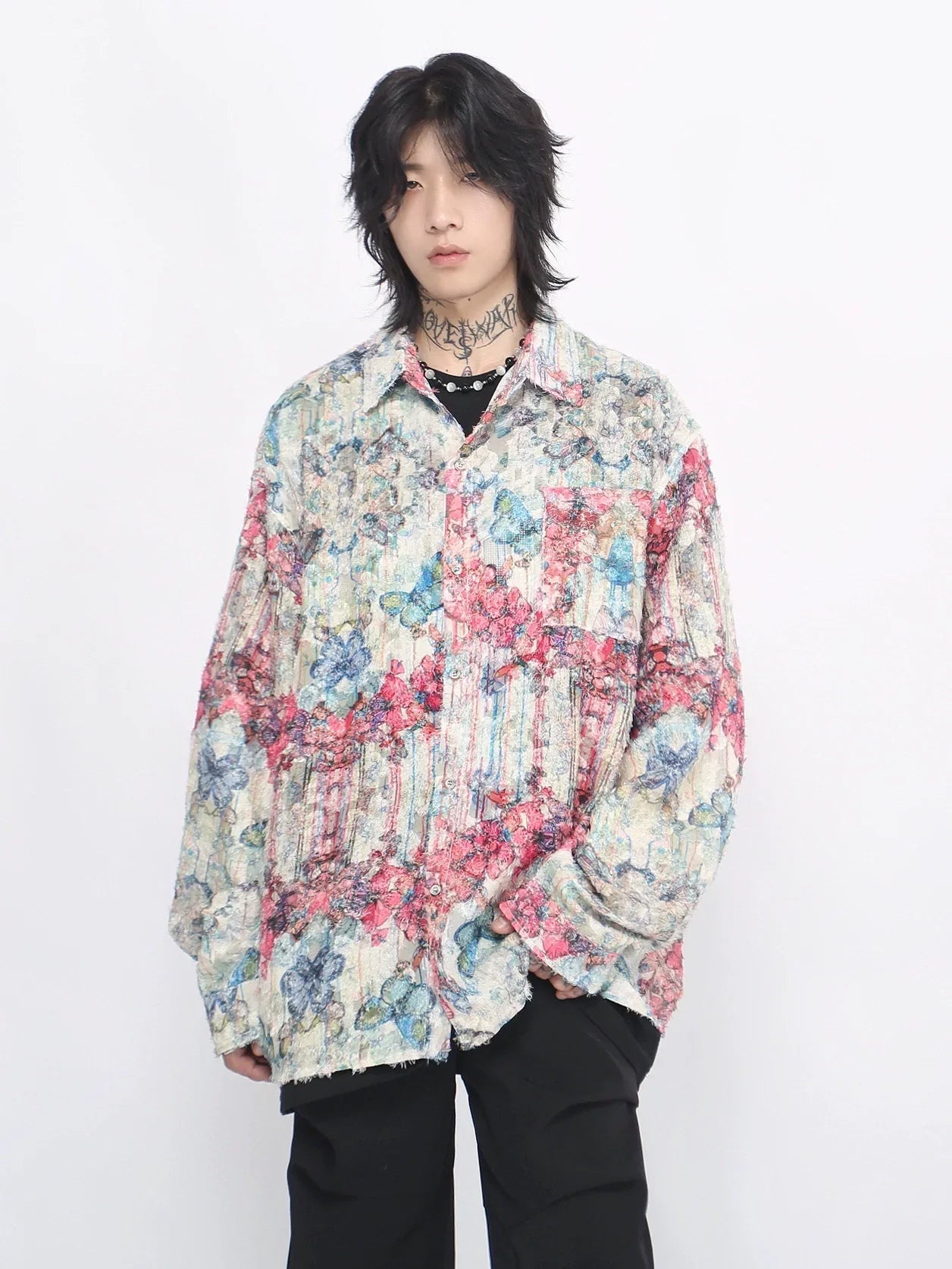 Butterfly Graffiti Print Oversize Shirt