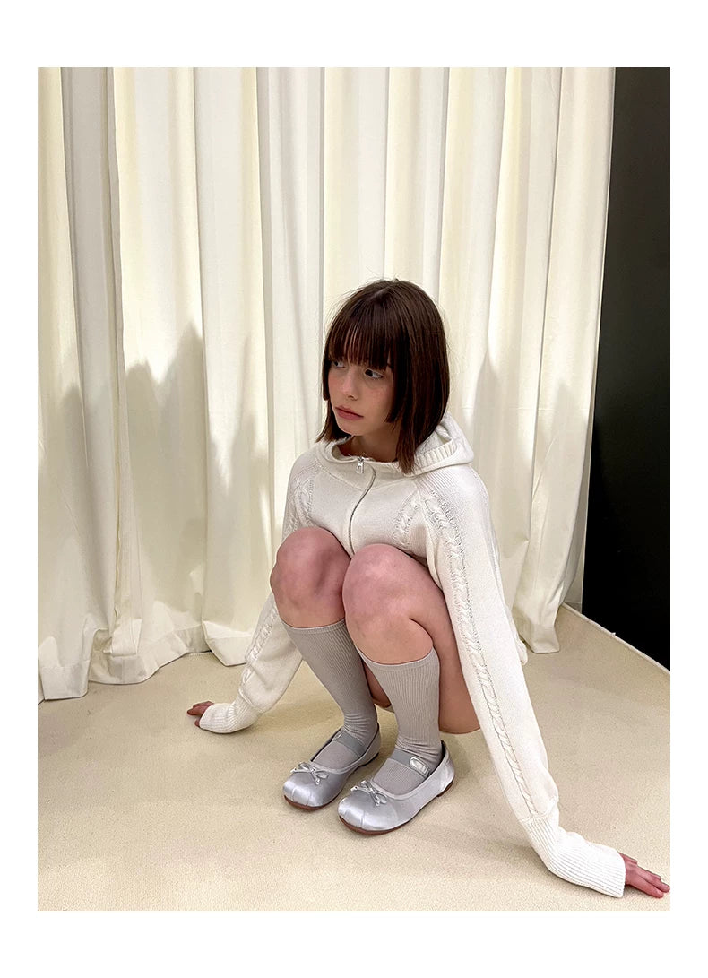 Zipper Knit Hoodie & Knit Shorts Setup