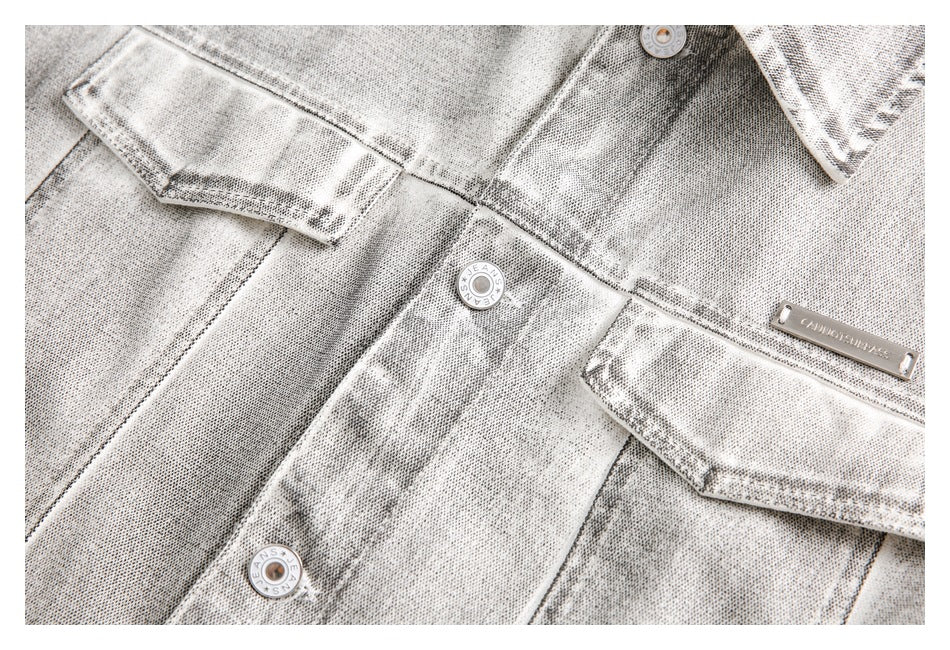 Retro Distressed Denim Work Jacket