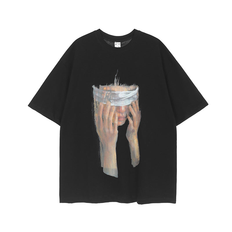 Blindfolded Girl Print T-shirt