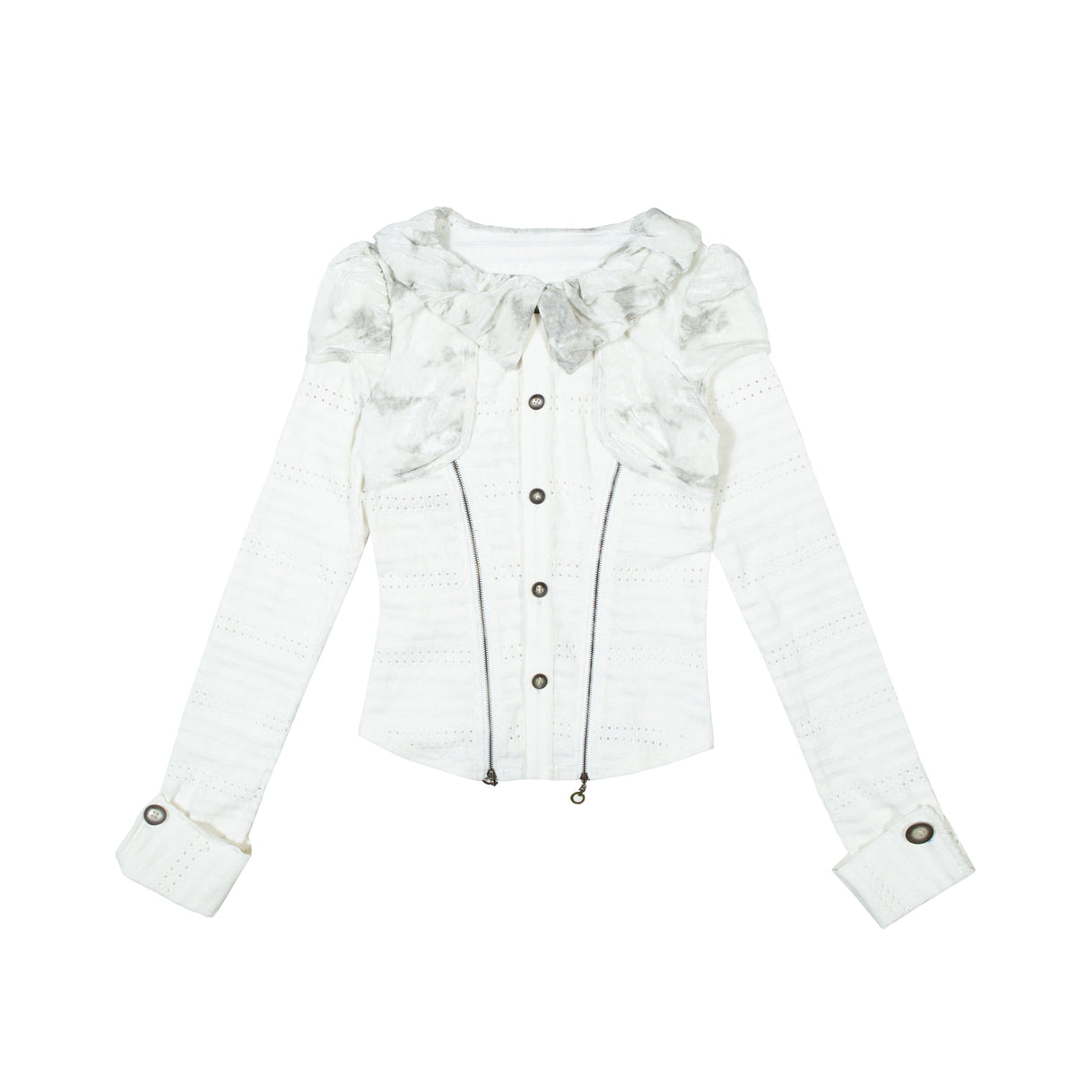 Puff Collar Fitted Long Sleeve Shirt