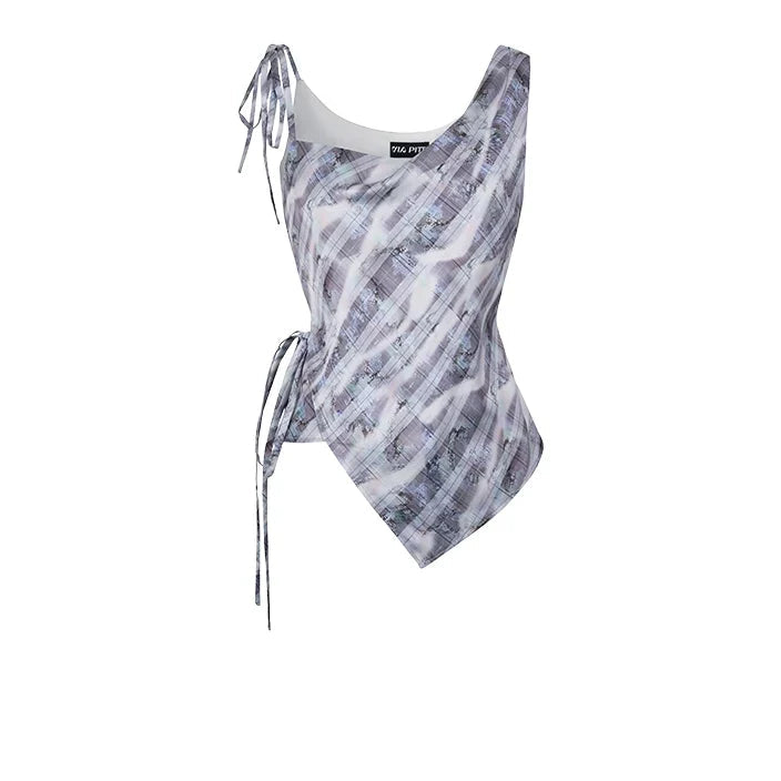 Colorful Plaid Camisole & A-Line Short Skirt Setup