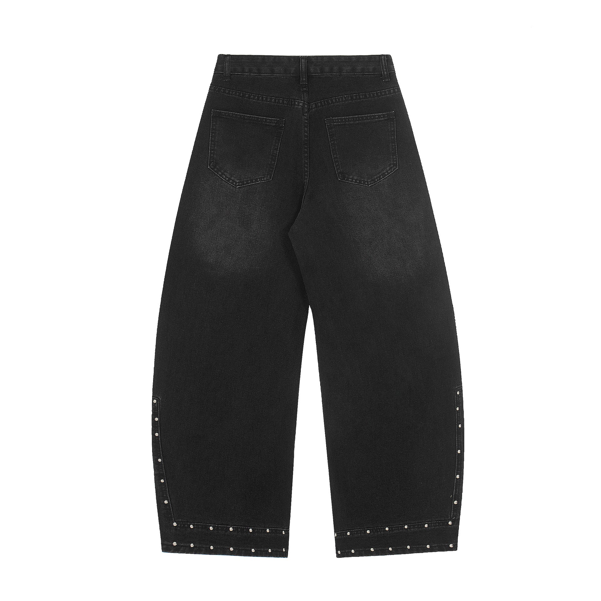 Washed Studs Detail Wide Leg Denim Jeans