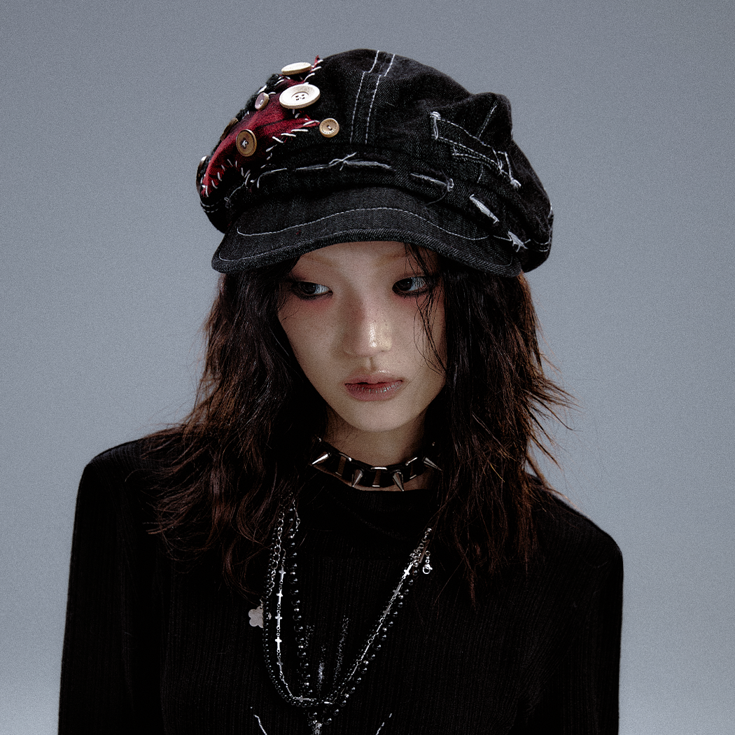 Handcrafted Denim Beret Cap