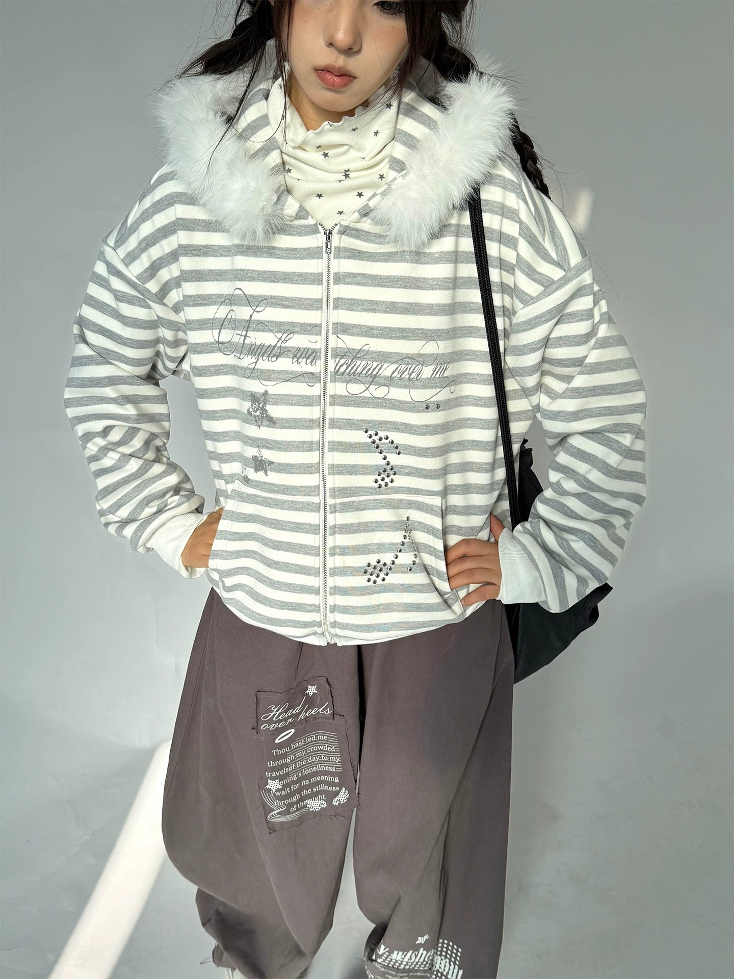 Detachable Fur Collar Fleece Lining Hooded Jacket
