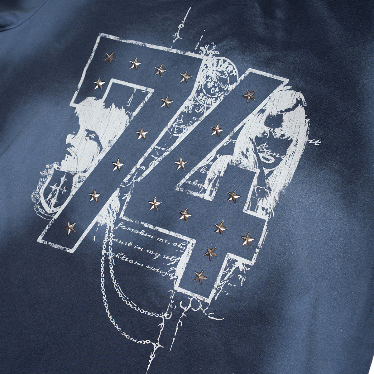 Rivet Wash Damage Cotton Short Sleeve T-Shirt