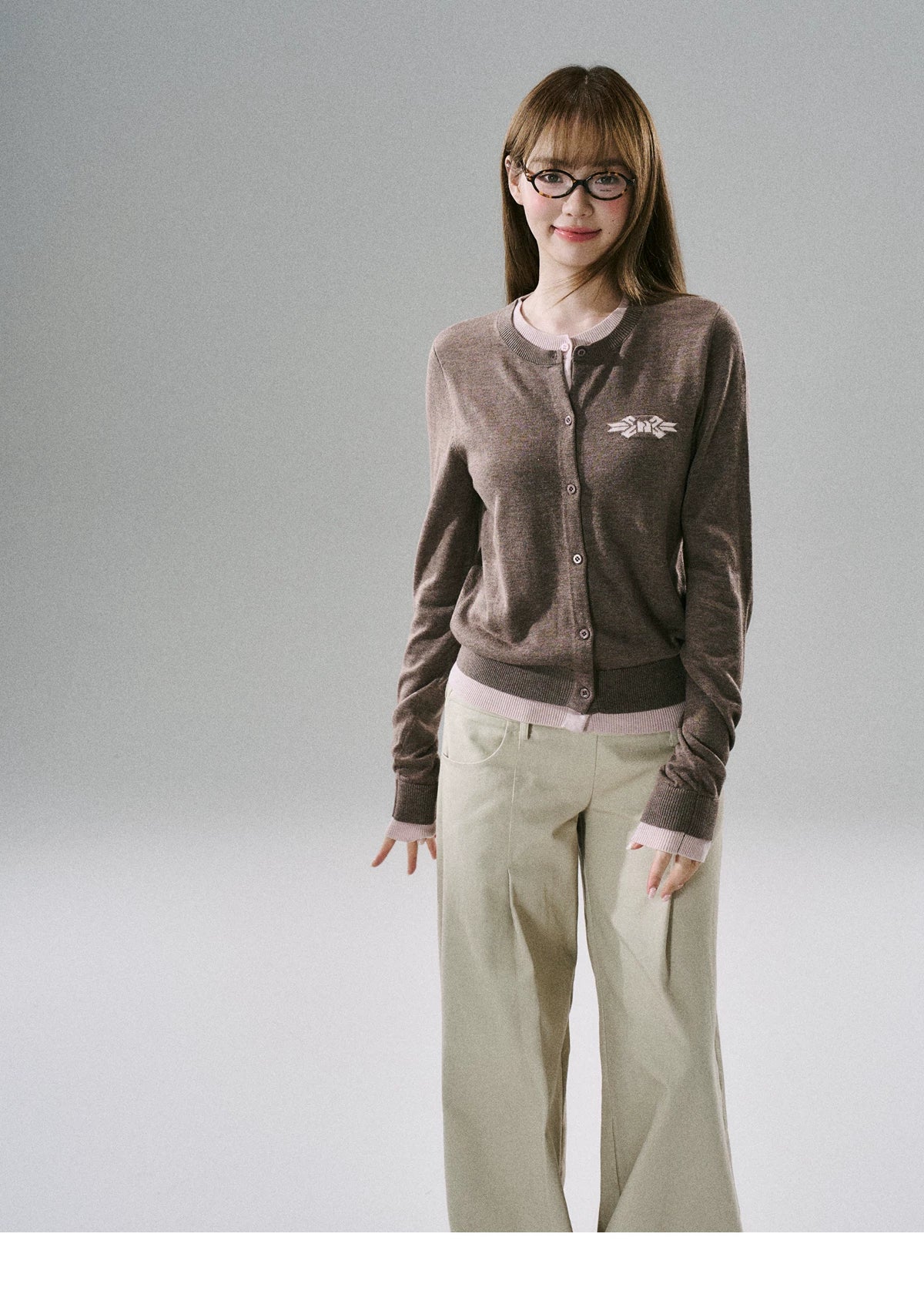 Logo Embroidery Knit Cardigan