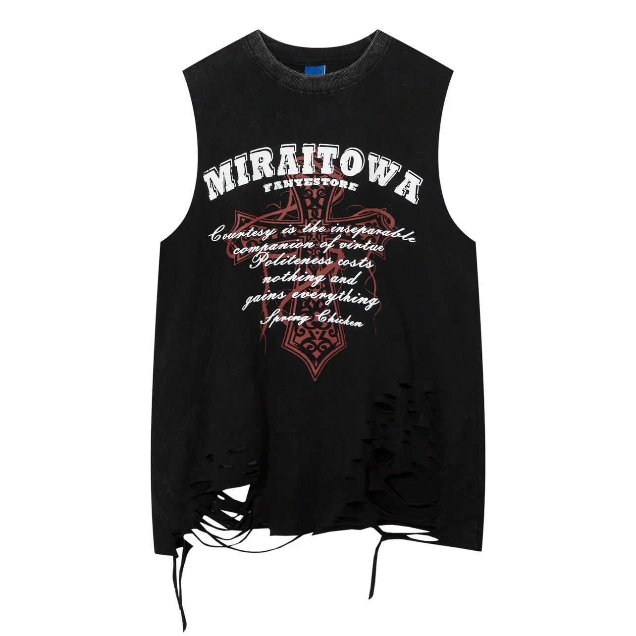 Damage Oversize Sleeveless Shirt