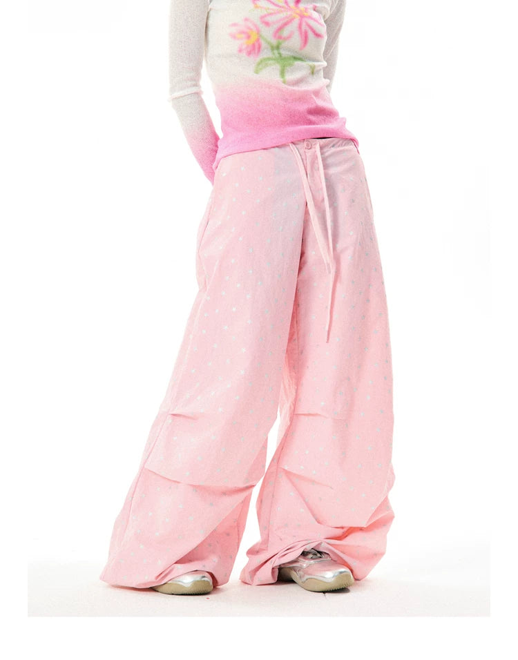Allover Star Print Wide-Leg Pants