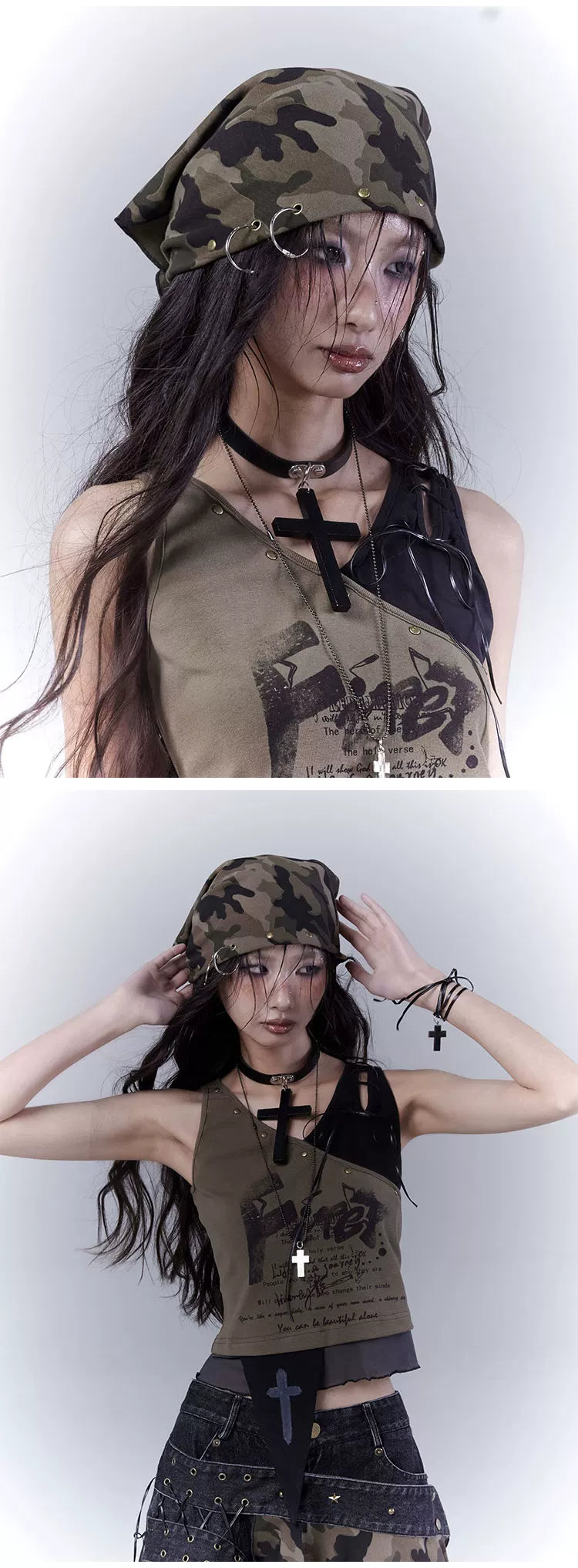 Stud Camouflage Damage Square Scarf