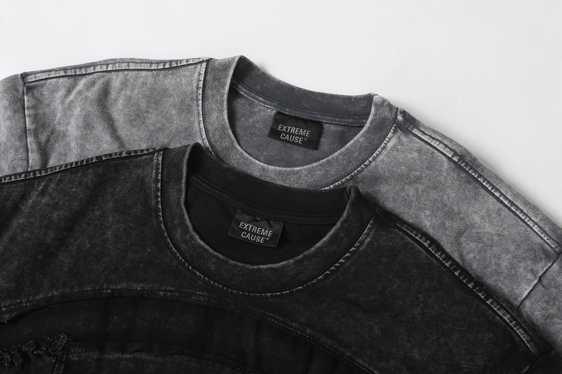 Washed Panel Design Short Sleeve T-Shirt