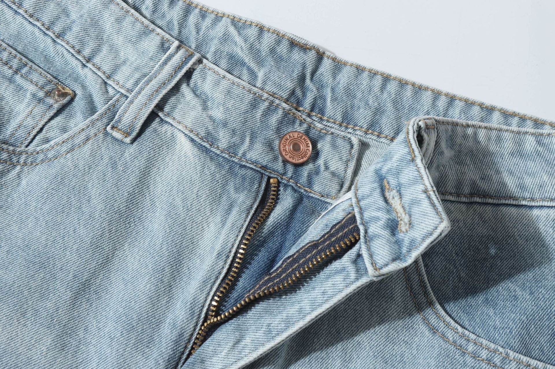 Washed Multi-Pocket Denim Jort