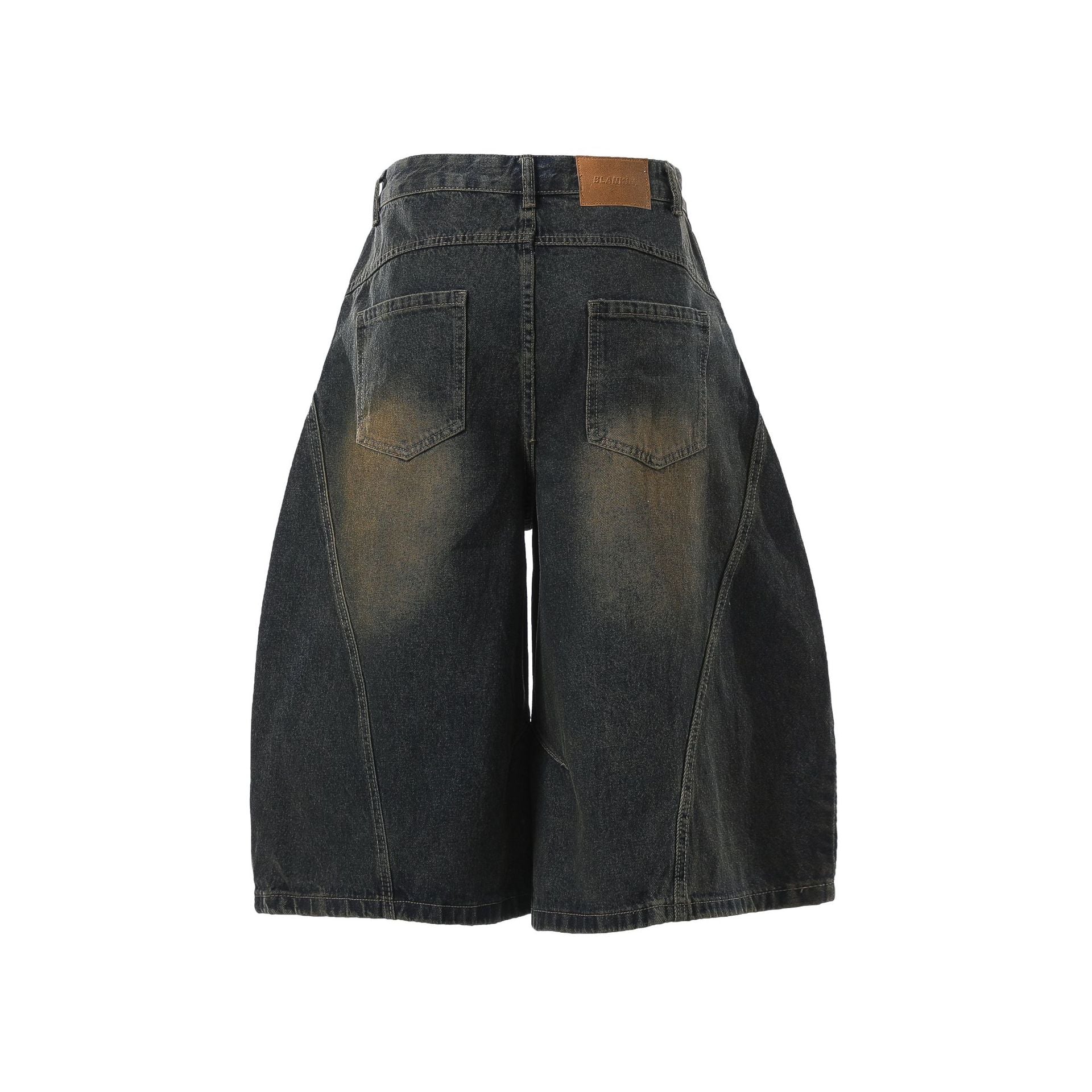 Washed Whisker Curved Cropped Denim Jeans