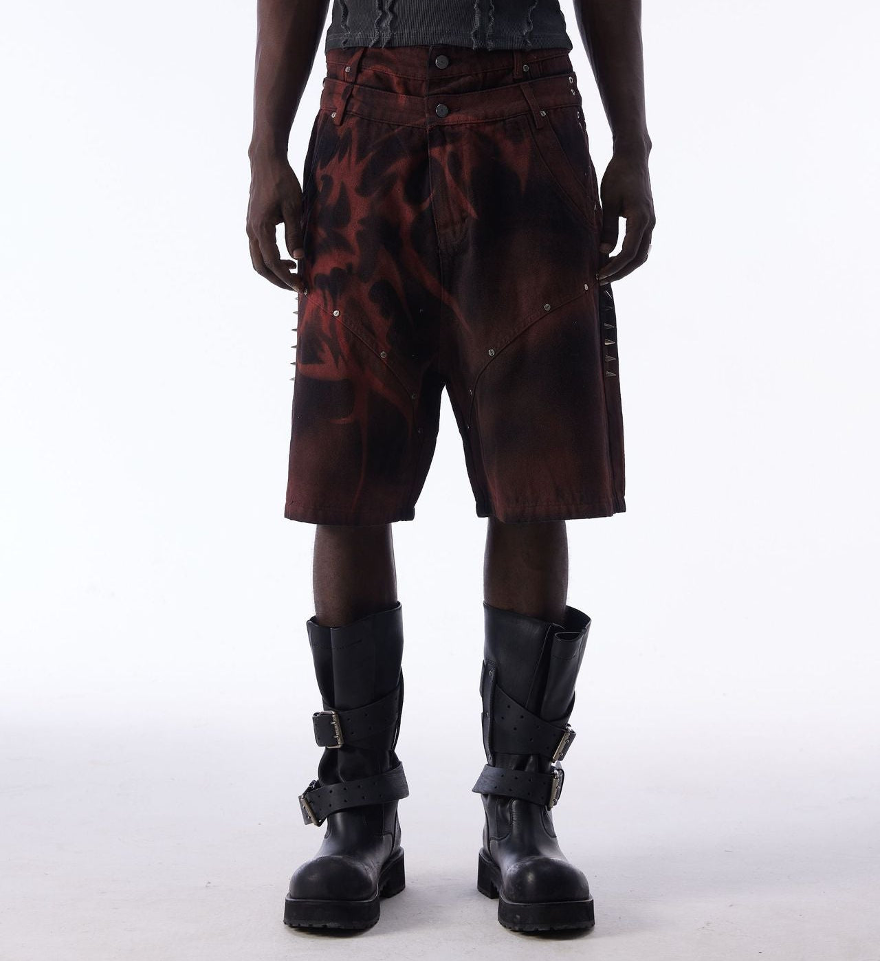 Washed Graffiti Dirty-Dye Denim Jort
