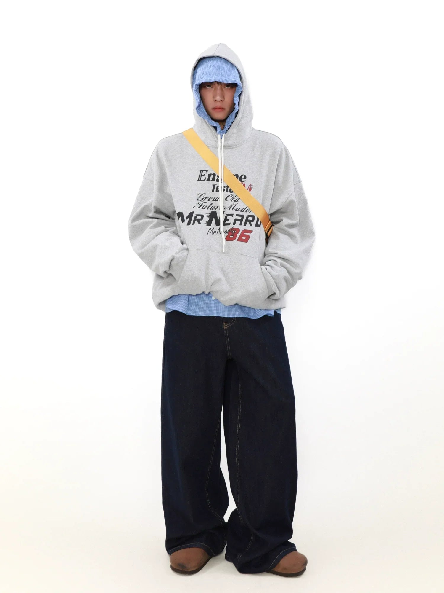 Felpa con cappuccio oversize con stampa di lettere