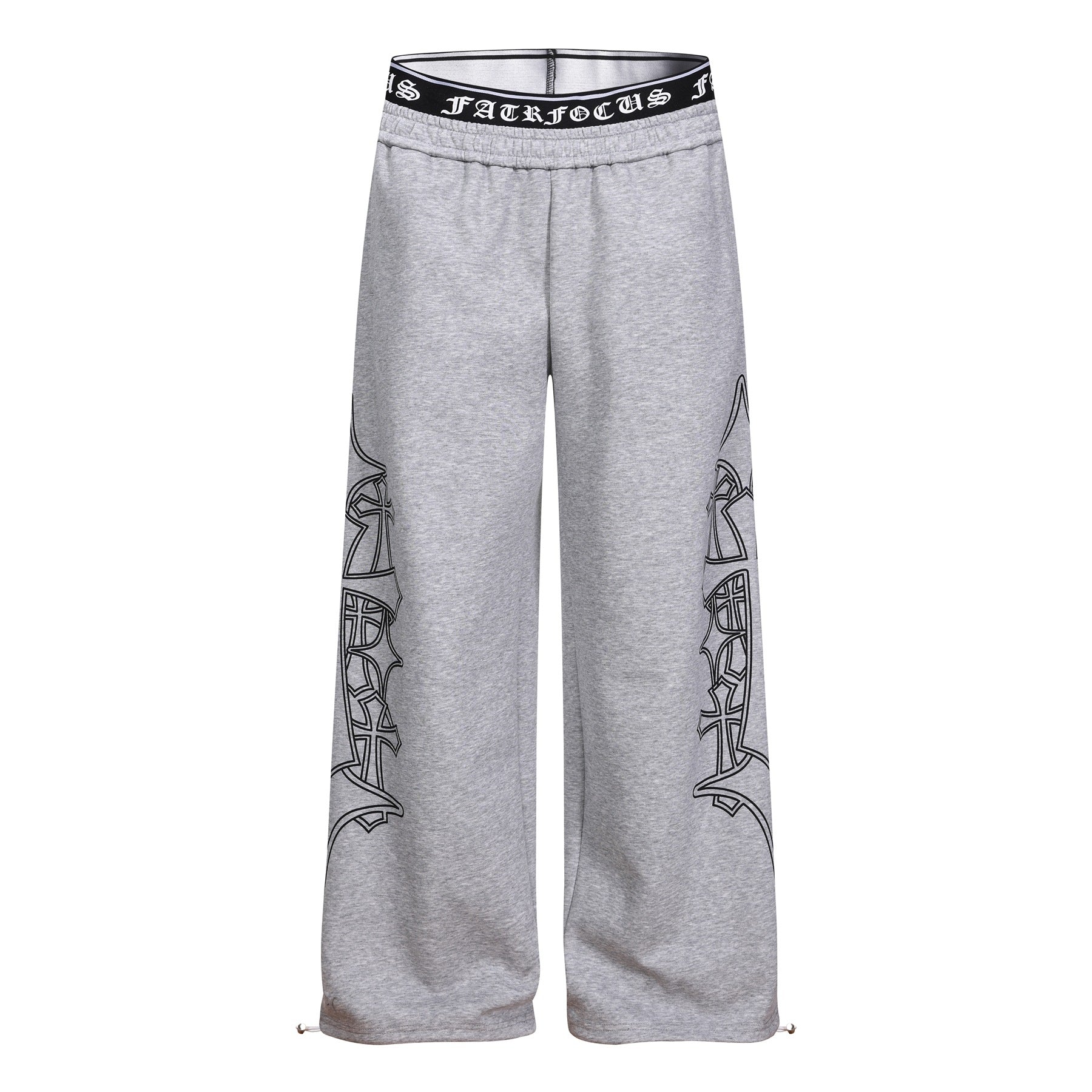 Letter Print Deconstruction Wide Leg Sweatpants