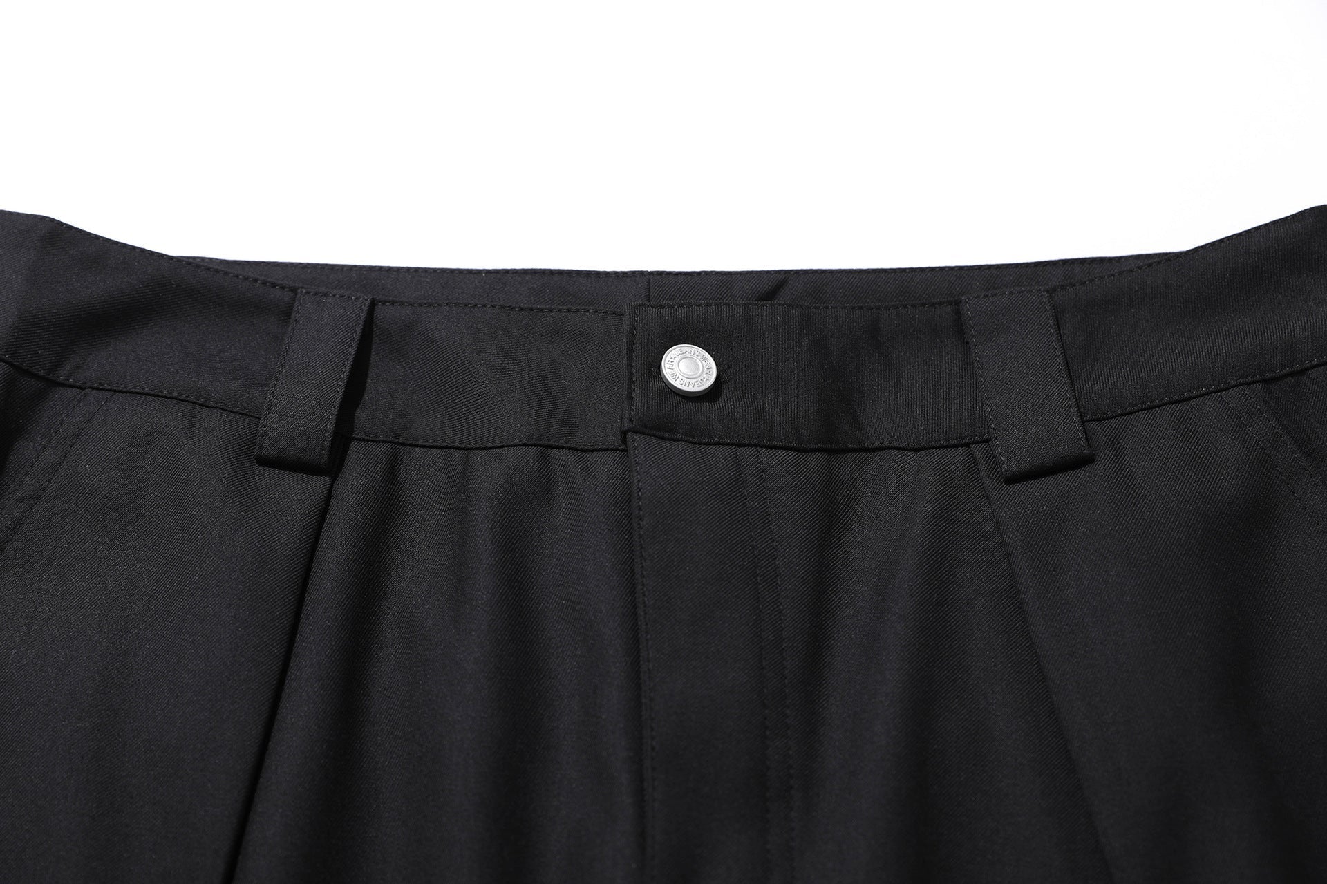 Pleats Wide Leg Curved Trousers