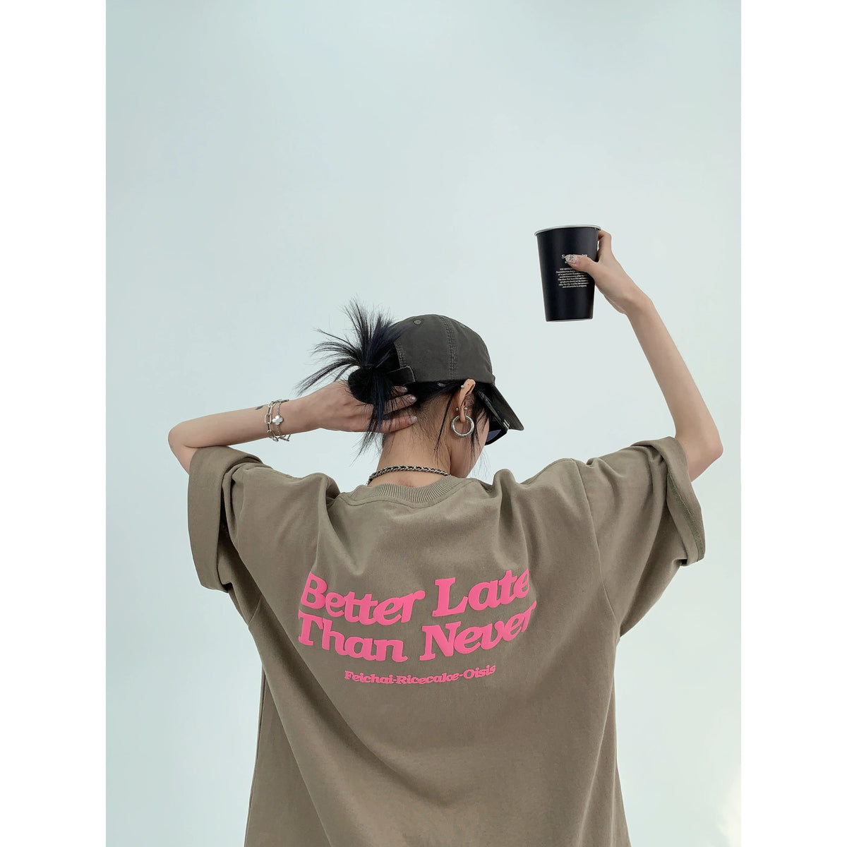 Pink Print Oversize Short Sleeve T-Shirt